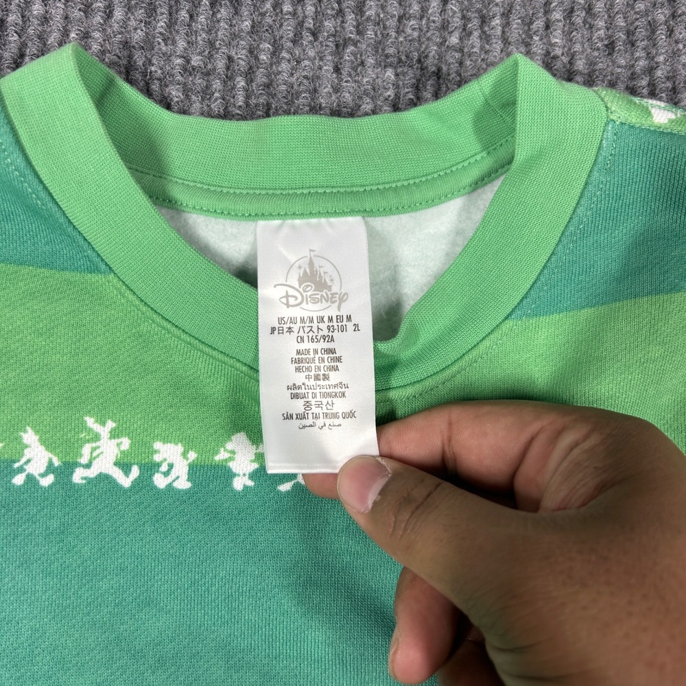 Disney Sweatshirt Women's M World Spirit Jersey Green Striped‎ Mickey Mouse - Picture 4 of 6